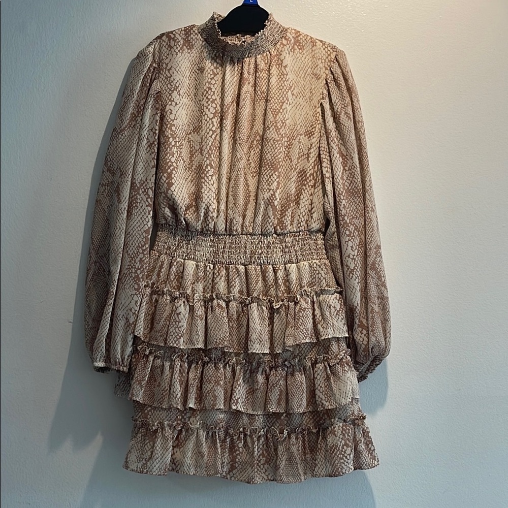 Express Brown Bishop Sleeve Dress Size Small